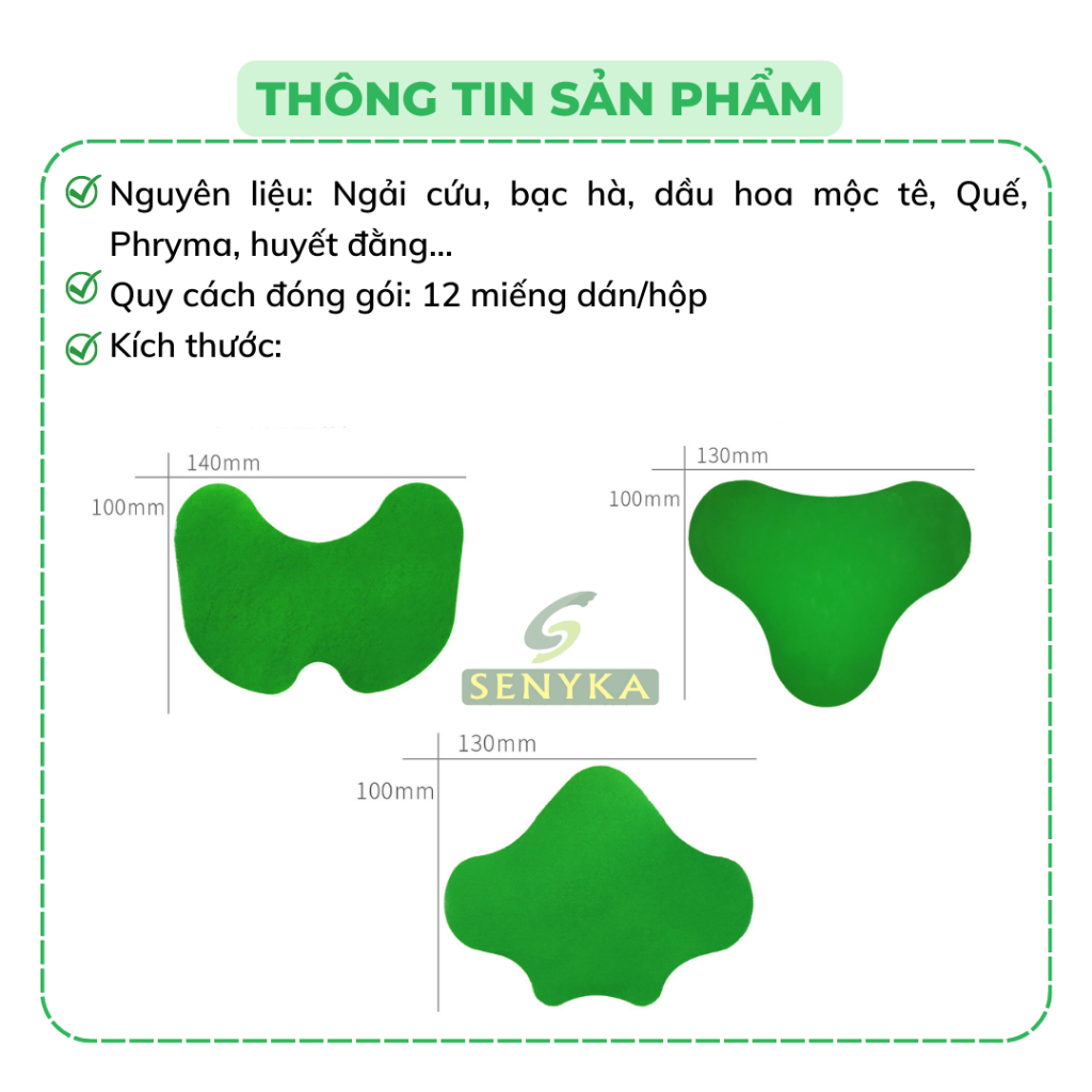 Hộp 12 miếng cao dán ngải cứu vai gáy dán lưng gối thải dược đông y làm nóng giảm đau xương khớp thải độc các khớp CN044