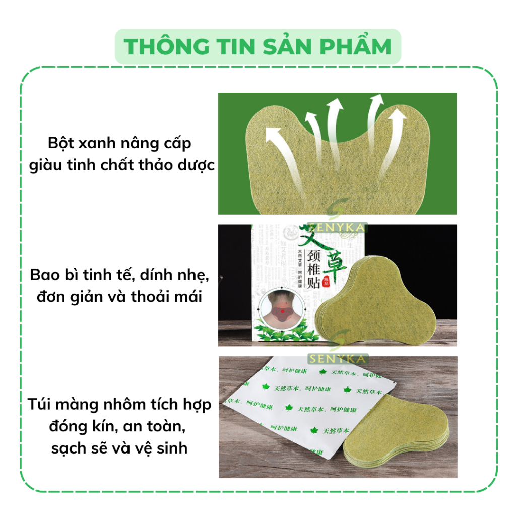 Hộp 12 miếng cao dán ngải cứu vai gáy dán lưng gối thải dược đông y làm nóng giảm đau xương khớp thải độc các khớp CN044