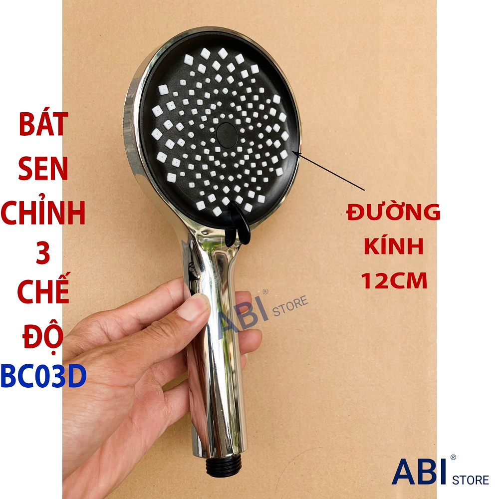 Bát sen chỉnh 3 chế độ nước, tay sen mặt to đường kính 12cm
