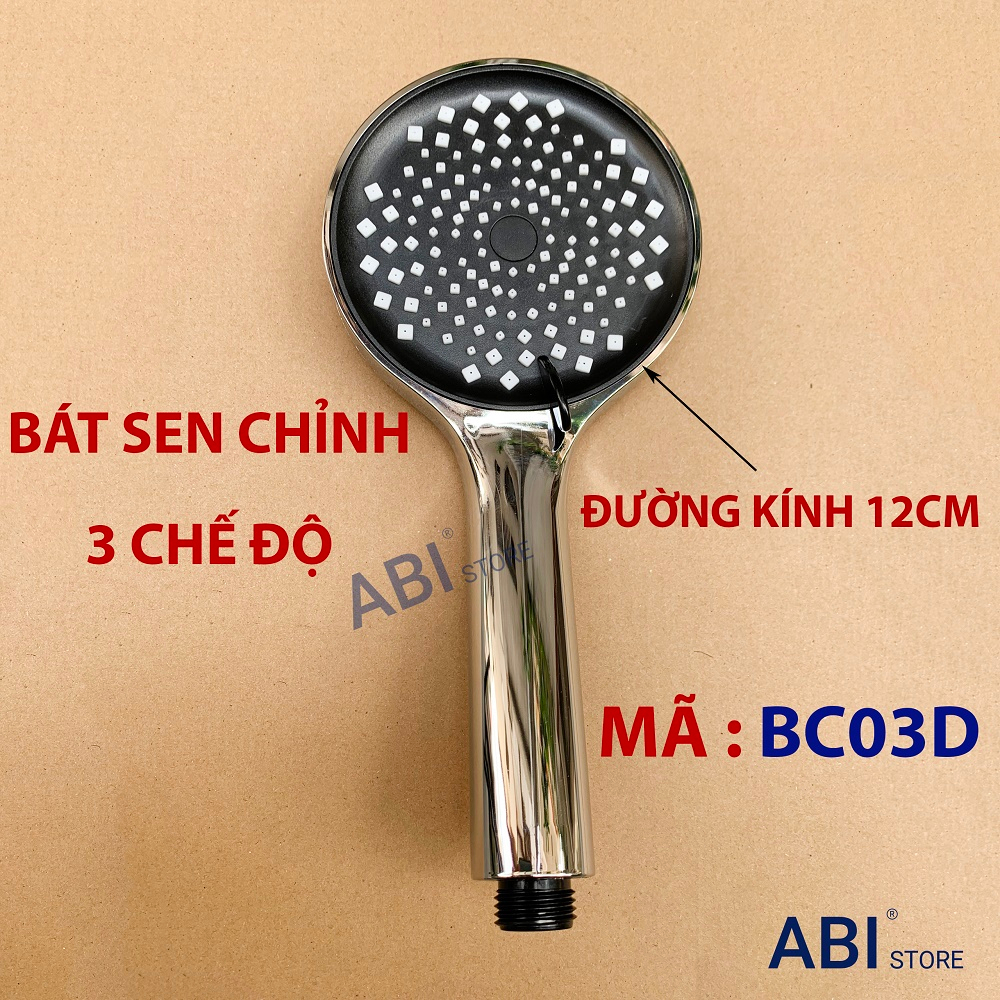 Bát sen chỉnh 3 chế độ nước, tay sen mặt to đường kính 12cm