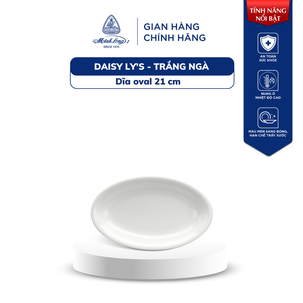 Dĩa Oval Sứ Minh Long- Daisy Ly's - Trắng Ngà