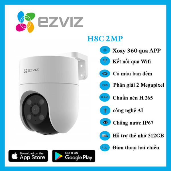 Camera WiFi EZVIZ H8C 2MP/4MP quay quét 360 thông minh I Phát hiện dáng người