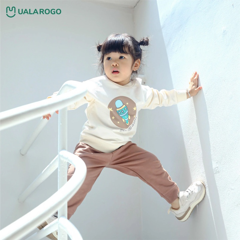 UALAROGO 1y/5y - Bộ nỉ dài tay cài vai  ualarogo vũ trụ BEOKIDS