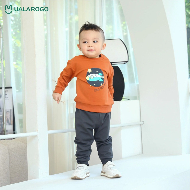 UALAROGO 1y/5y - Bộ nỉ dài tay cài vai  ualarogo vũ trụ BEOKIDS
