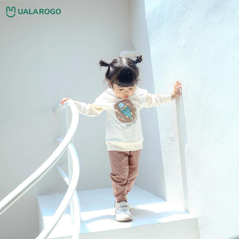 UALAROGO 1y/5y - Bộ nỉ dài tay cài vai  ualarogo vũ trụ BEOKIDS