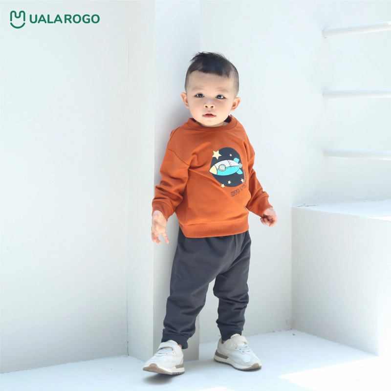 UALAROGO 1y/5y - Bộ nỉ dài tay cài vai  ualarogo vũ trụ BEOKIDS