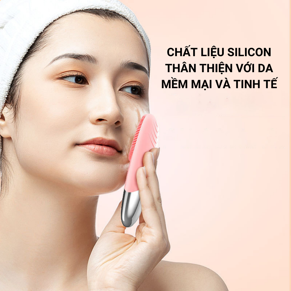 Máy rửa mặt DL-001 chất liệu silicon, làm sạch sâu bằng công nghệ sóng âm, chống nước IPX7