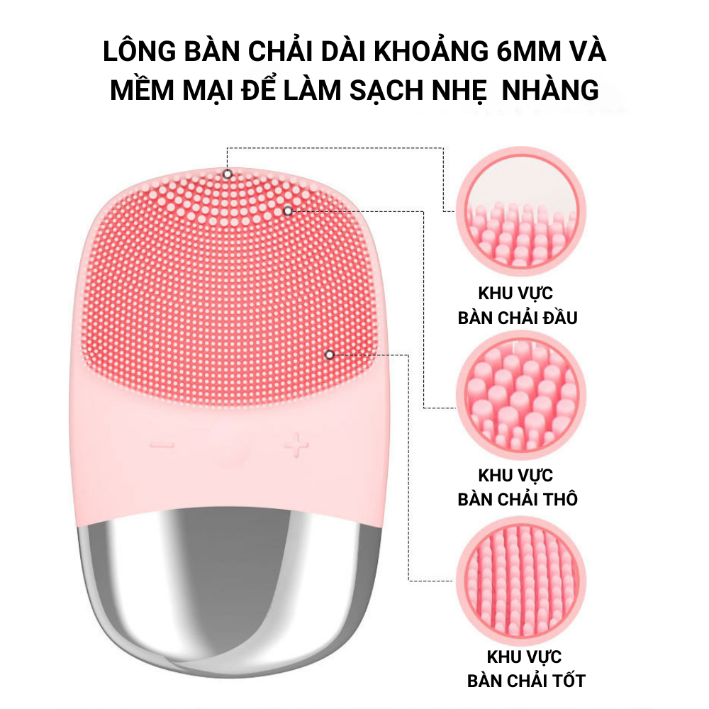 Máy rửa mặt DL-001 chất liệu silicon, làm sạch sâu bằng công nghệ sóng âm, chống nước IPX7