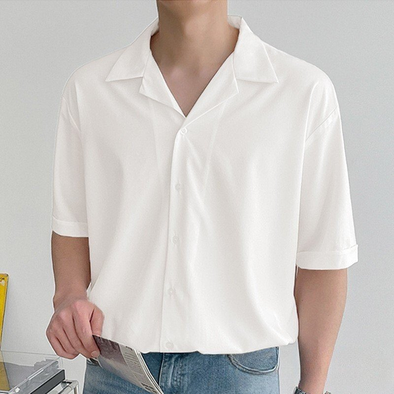 Áo sơ mi nam nữ tay ngắn ,Aó sơ mi ngắn tay cổ vest unisex  chất vải lụa mịn chống nhăn thương hiệu menswear.