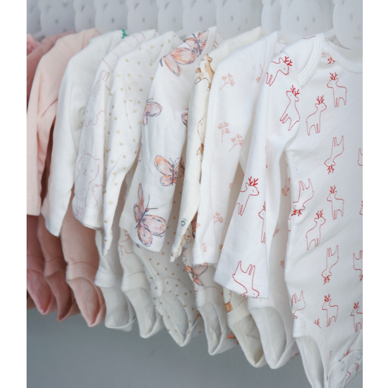 Bodysuit dài tay  bé trai bé gái hàng xuất dư hàng A body chip cho bé sơ sinh chất cotton mềm mịn