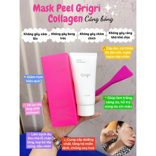 Peel da collagen Grigri iluminar Collagen Peel Off Pack 60g, Peel Căng Bóng Collagen Nano Real Collagen Fit cấp ẩm