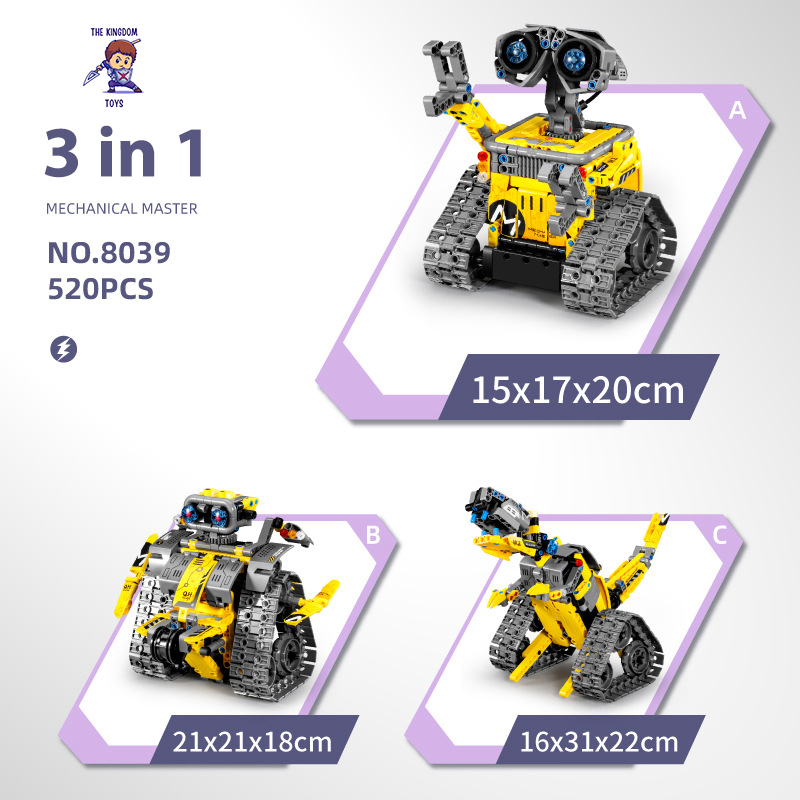 Đồ Chơi Lắp Ráp Mô Hình Điều Khiển Từ Xa Siêu Xe Robot Wall-E 3 Trong 1 Biến Hình Khủng Long IM8039