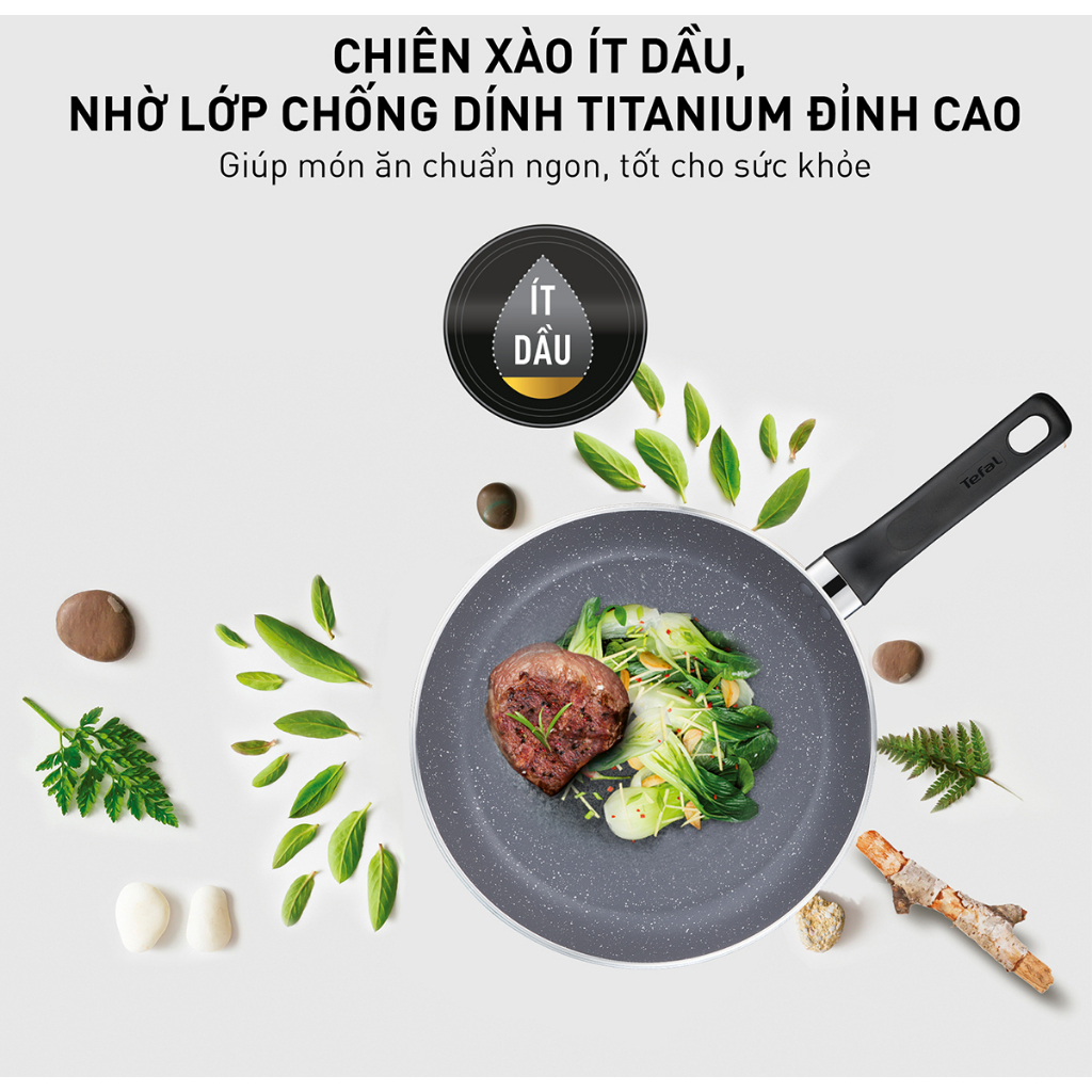 [GIFT] Bộ 3 Chảo chiên (20cm và 24cm),Chảo sâu lồng (24cm) Tefal Natura