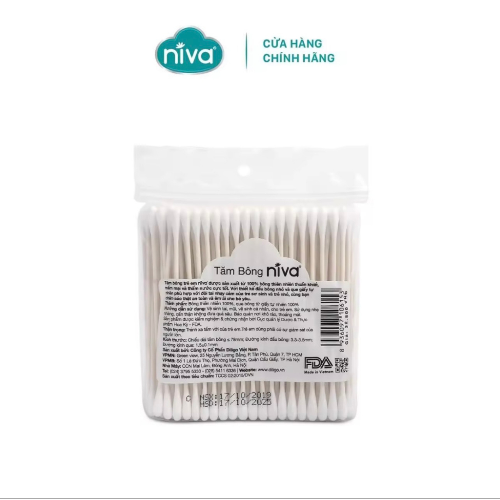 Tăm bông túi zipper trẻ em 200 que giấy BZP1