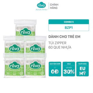 Combo 5 tăm bông túi zipper trẻ em 200 que giấy bzp1