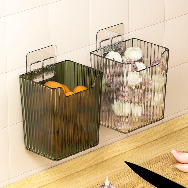 Hộp đựng hành tỏi tránh ẩm mốc chất liệu nhựa kèm miếng dán treo tường thông minh