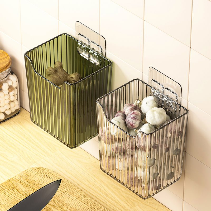 Hộp đựng hành tỏi tránh ẩm mốc chất liệu nhựa kèm miếng dán treo tường thông minh