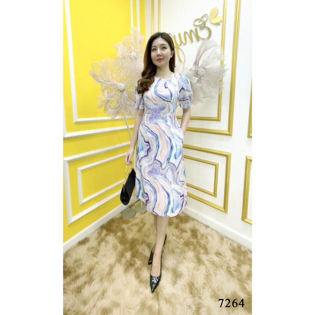 Đầm EMY EM7264  Xoè A Cổ Tròn