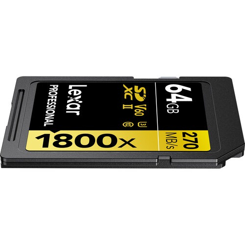 Thẻ nhớ máy ảnh/ máy quay phim Lexar SDXC Professional UHS-II 1800x 64GB V60, chất lượng video HD 4K, tốc độ đọc 270MB/s