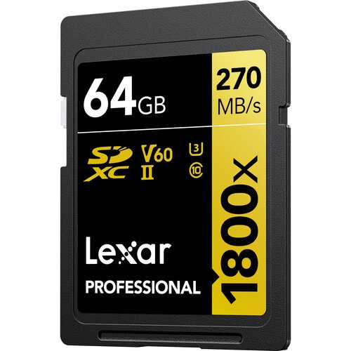 Thẻ nhớ máy ảnh/ máy quay phim Lexar SDXC Professional UHS-II 1800x 64GB V60, chất lượng video HD 4K, tốc độ đọc 270MB/s