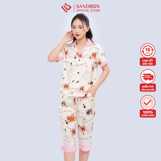 Bộ Pijama Nữ SANDBOX Chất Lụa Latin Cao Cấp Áo Cộc Tay Quần Lửng Họa Tiết Độc Đáo BLL22002