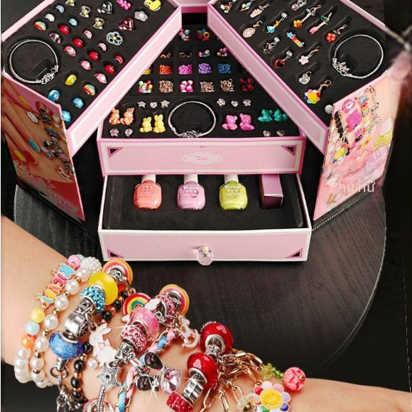 Kho báu hạt pha lê/vòng cổ tự làm/vòng tay/đồ chơi quà tặng cho bé gái