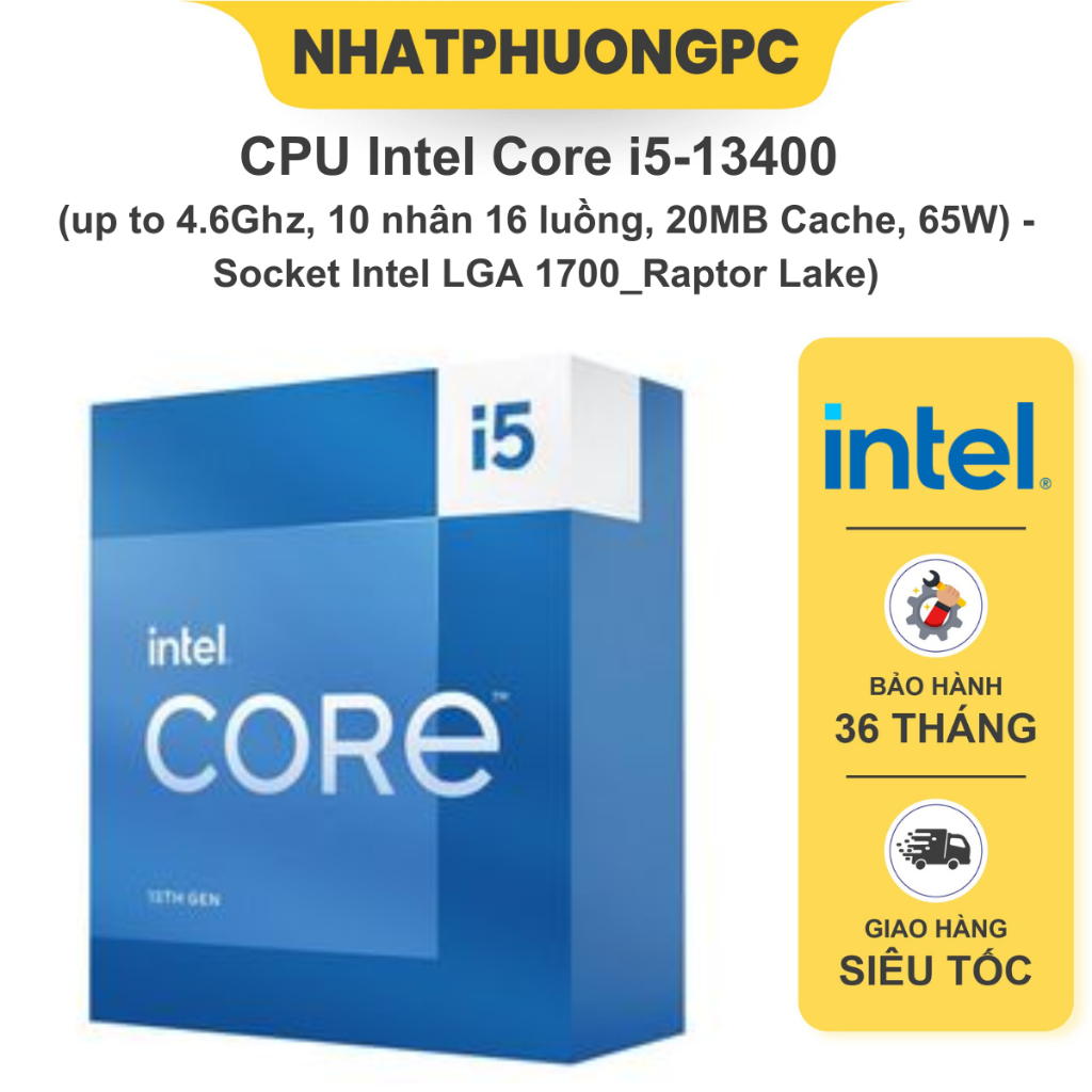 Combo 5 Bộ vi xử lý - CPU i5 13400/13400F/12400/12400F | LGA1700, Turbo 4.60 GHz, 10C/16T, 20MB, TRAY, Không Fan | BigBuy360 - bigbuy360.vn