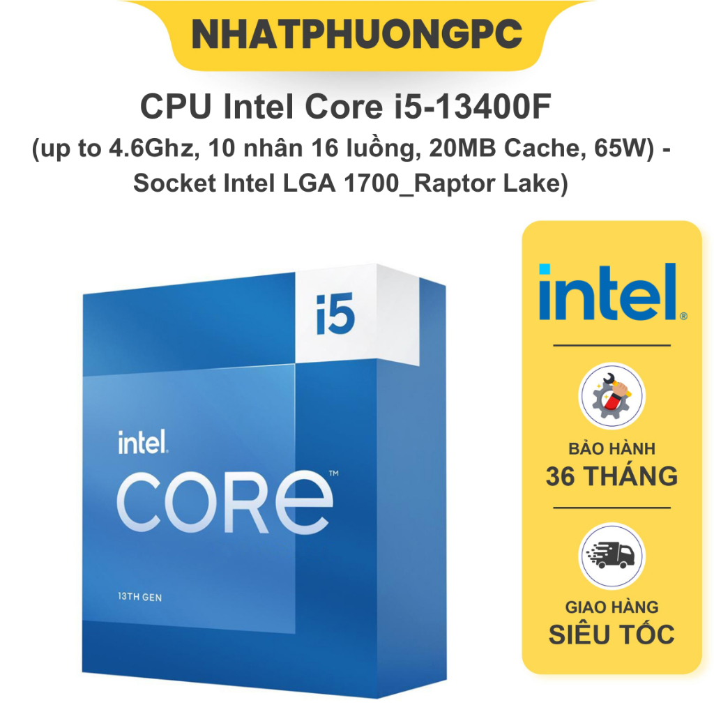 Combo 5 Bộ vi xử lý - CPU i5 13400/13400F/12400/12400F | LGA1700, Turbo 4.60 GHz, 10C/16T, 20MB, TRAY, Không Fan | BigBuy360 - bigbuy360.vn