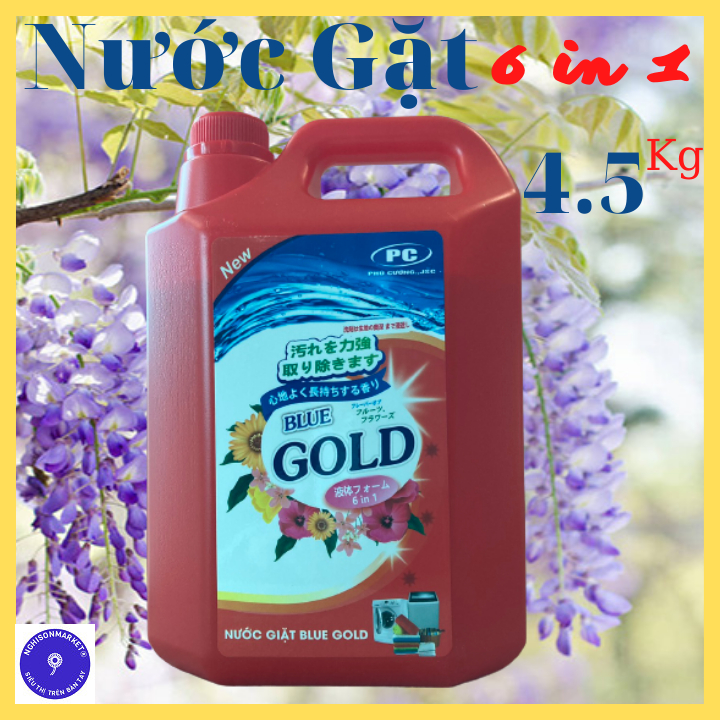 Nước giặt xả Blue GOLD 6 in 1 siêu đậm đặc can 4.5 lít
