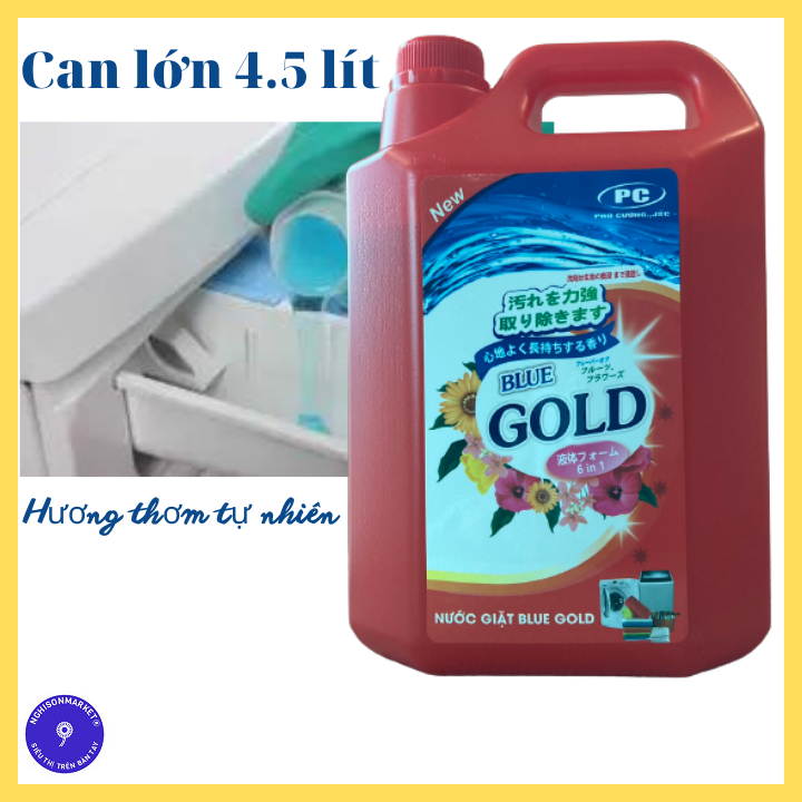Nước giặt xả Blue GOLD 6 in 1 siêu đậm đặc can 4.5 lít