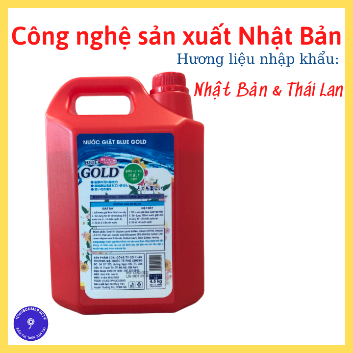Nước giặt xả Blue GOLD 6 in 1 siêu đậm đặc can 4.5 lít