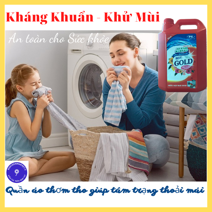 Nước giặt xả Blue GOLD 6 in 1 siêu đậm đặc can 4.5 lít