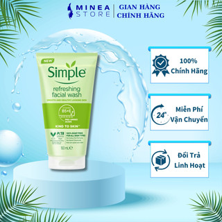 Sữa rửa mặt Simple Kind To Skin Refreshing Facial Wash Gel dành cho mọi loại da, da nhạy cảm 150ml - Minea Store