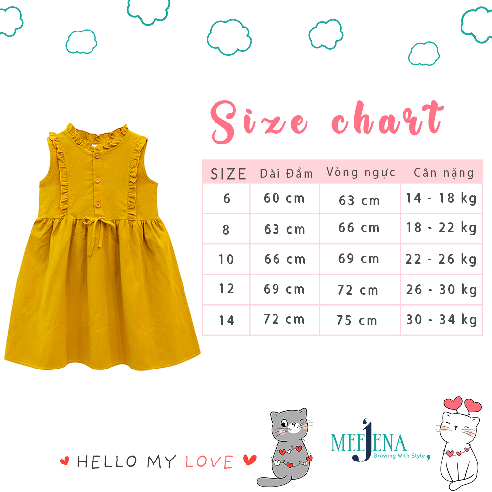 Váy bé gái , Váy cho bé gái sát nách từ 14 - 34 kg - MEEJENA 2645