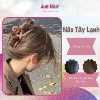 Combo Thuốc Nhuộm Tóc MÀU NÂU TÂY LẠNH Nhuộm Tại Nhà Không Cần Tẩy (Tặng Kèm Oxi+Găng Tay+HDSD)