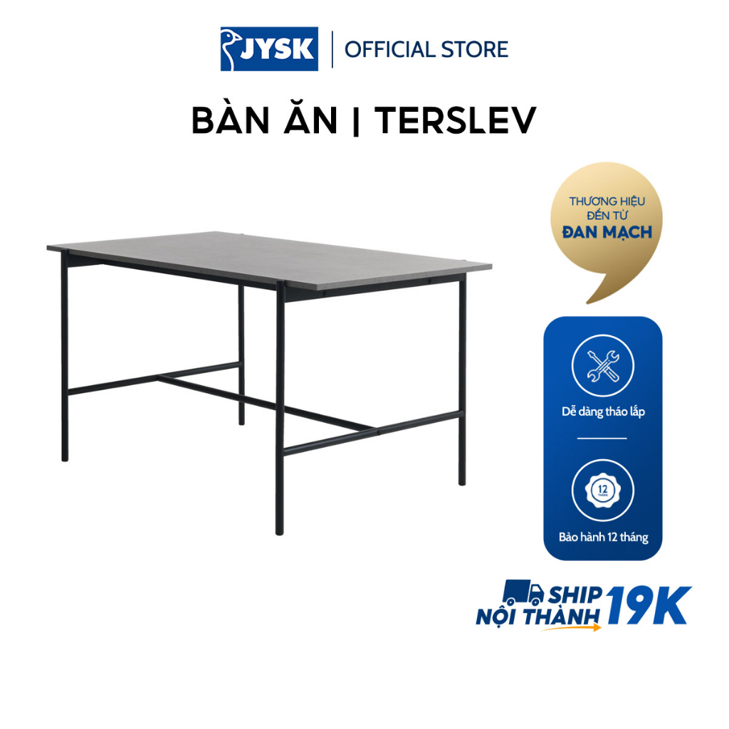 Bàn ăn | JYSK Terslev | gỗ công nghiệp/kim loại | xám/đen | nhiều kích thước