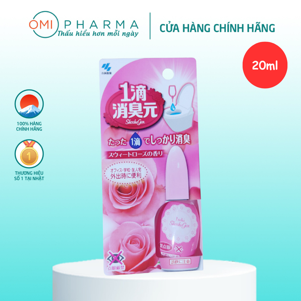 Dung Dịch Nhỏ Giọt Khử Mùi Toilet Hương Hoa Hồng Ngọt Ngào Kobayashi S Select Nhật Bản (20ml/Lọ)