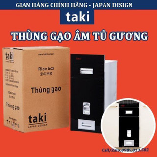 Thùng gạo thông minh, thùng gạo âm tủ mặt gương màu đen cường lực taki tủ bếp - sản phẩm chống xước cao cấp