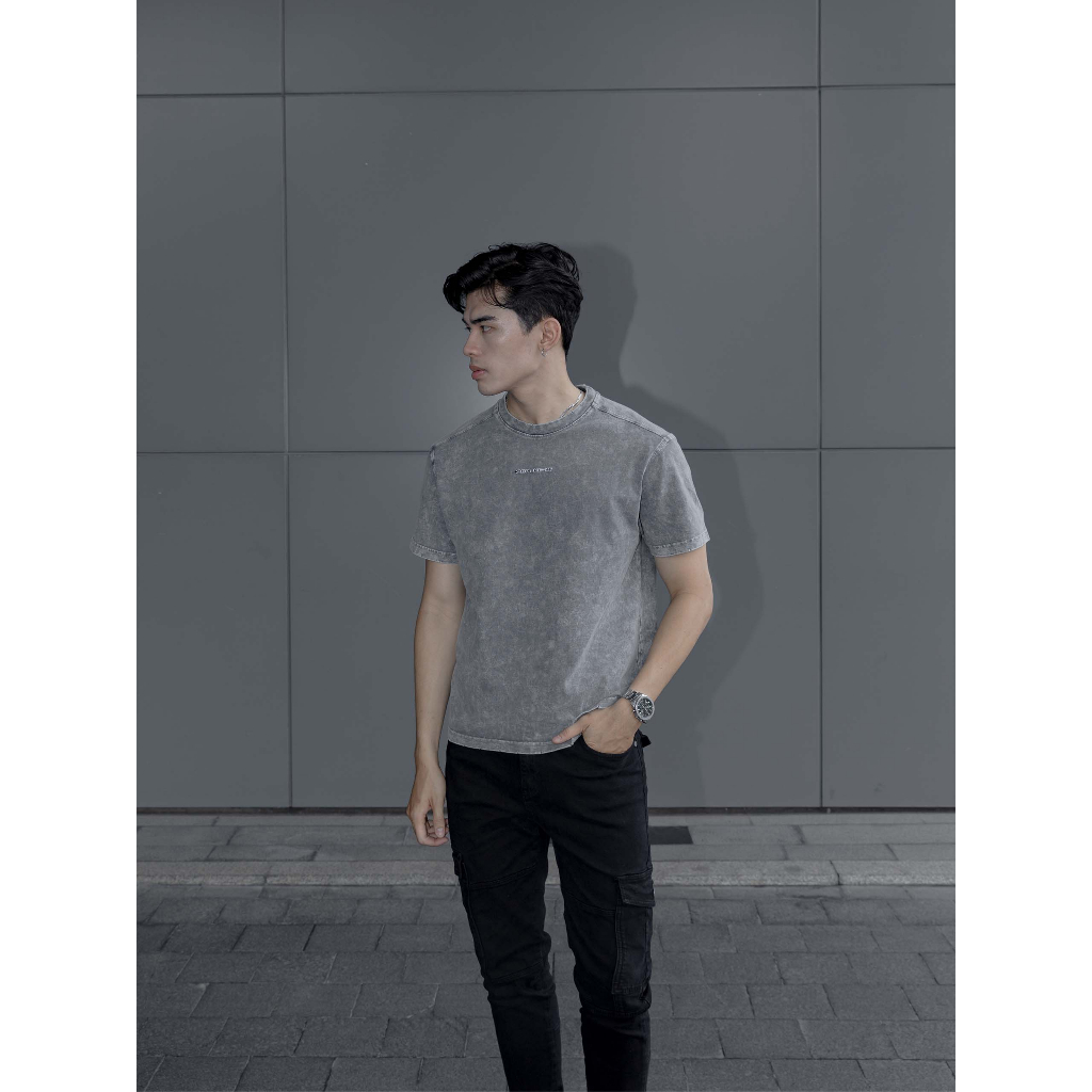 Áo Thun Nam Wash Casual Grey Shades, Chất Vải Cotton Wash Thoải Mái, AT0064, SOMEHOW