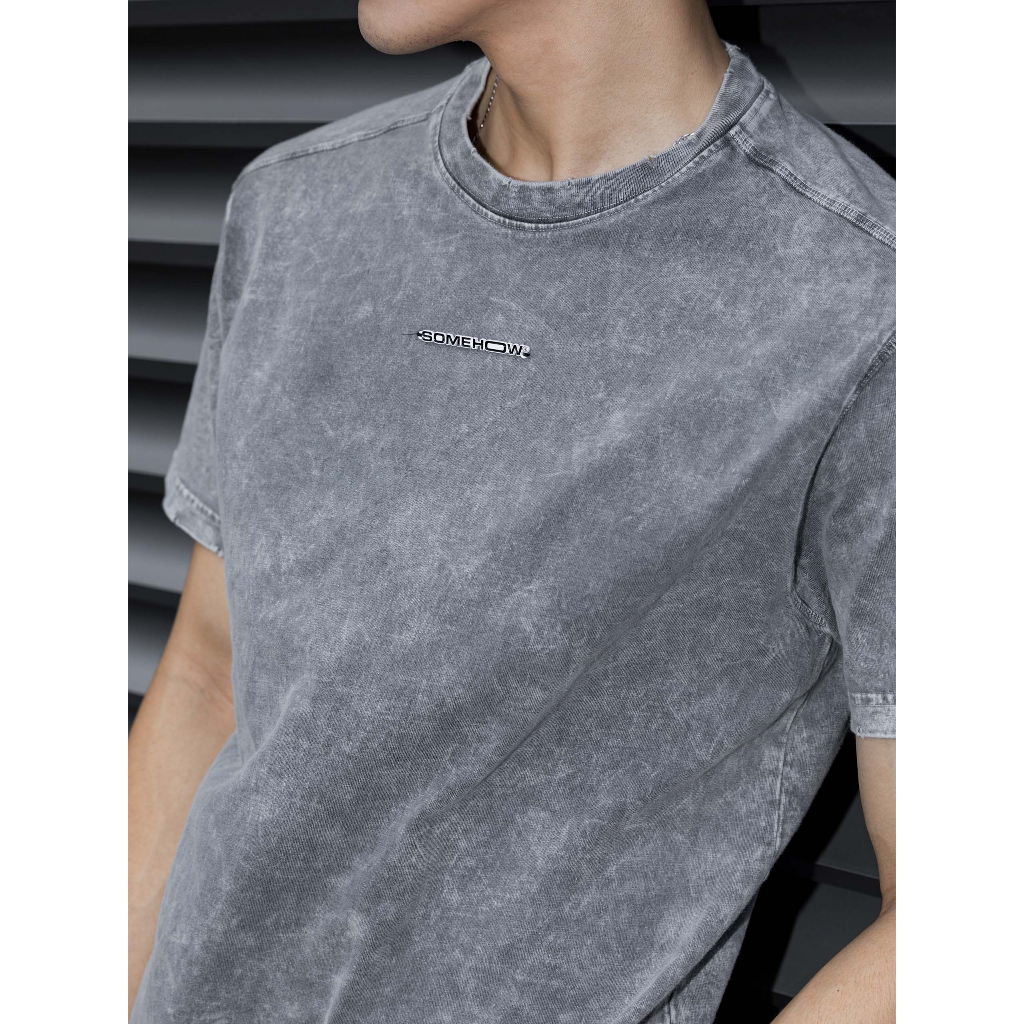Áo Thun Nam Wash Casual Grey Shades, Chất Vải Cotton Wash Thoải Mái, AT0064, SOMEHOW