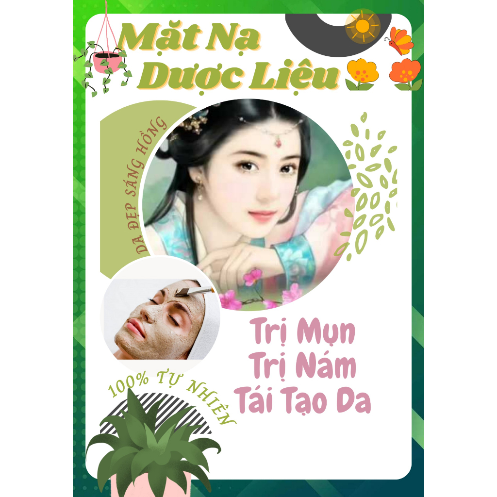 Bột Mặt Nạ Giảm mụn, Cải thiện thâm mụn, giúp da sáng và đều màu, 15 túi nhỏ, Trà Đông Y Việt