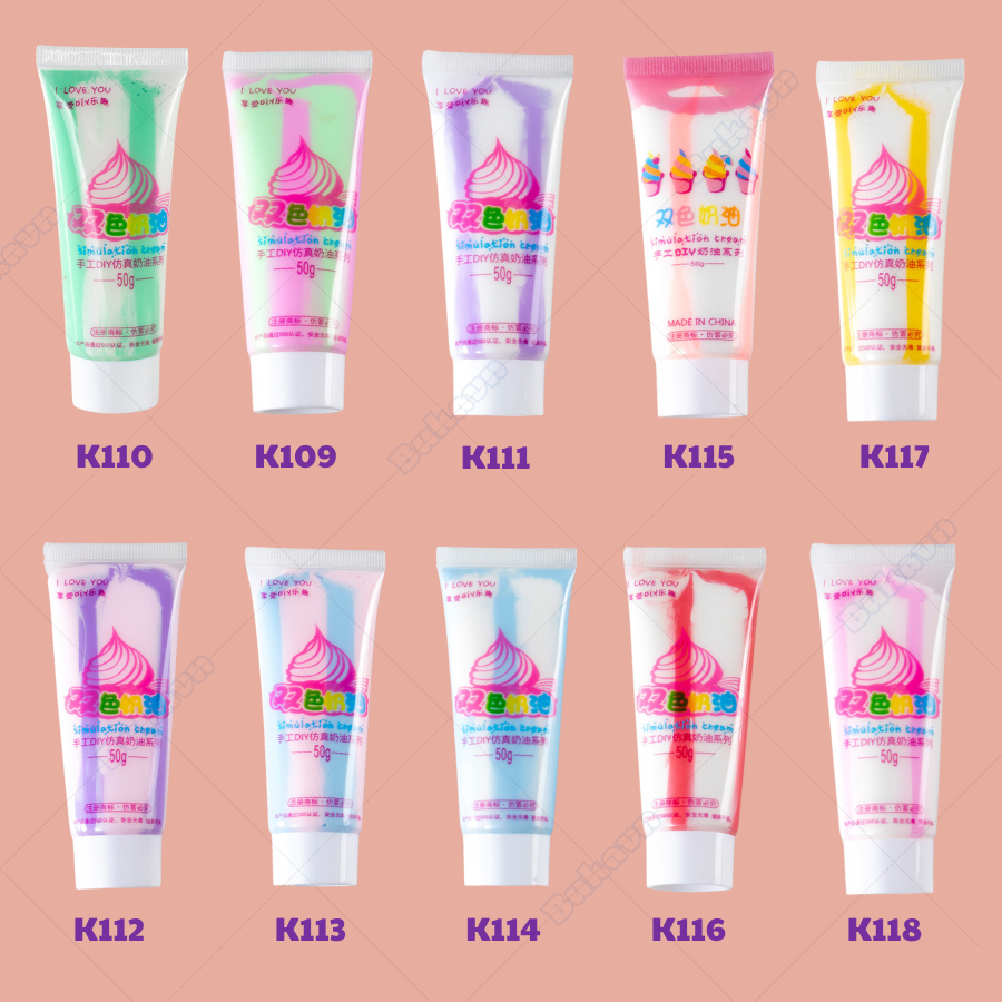 Keo kem Buka 50gr phối sọc 2 màu dùng trang trí decor Toploader, ốp điện thoại, DIY dùng dán Charm