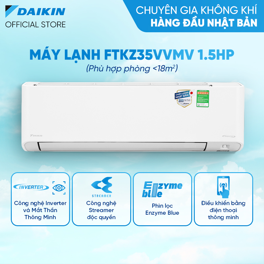 [MIỄN CÔNG LẮP - GIAO LẮP NHANH 12H] Điều Hòa Inverter 1 chiều Cao Cấp FTKZ35VVMV - 1.5HP 12000TBU