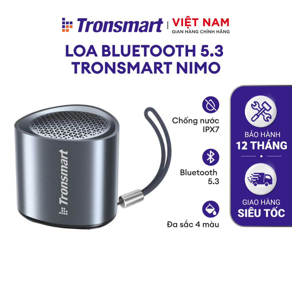 Loa Bluetooth 5.3 Mini Di Động Tronsmart Nimo IPX7 - Đa Sắc 4 Màu - Stereo Pairing 2 Loa - Chính Hãng - BH 12 Tháng