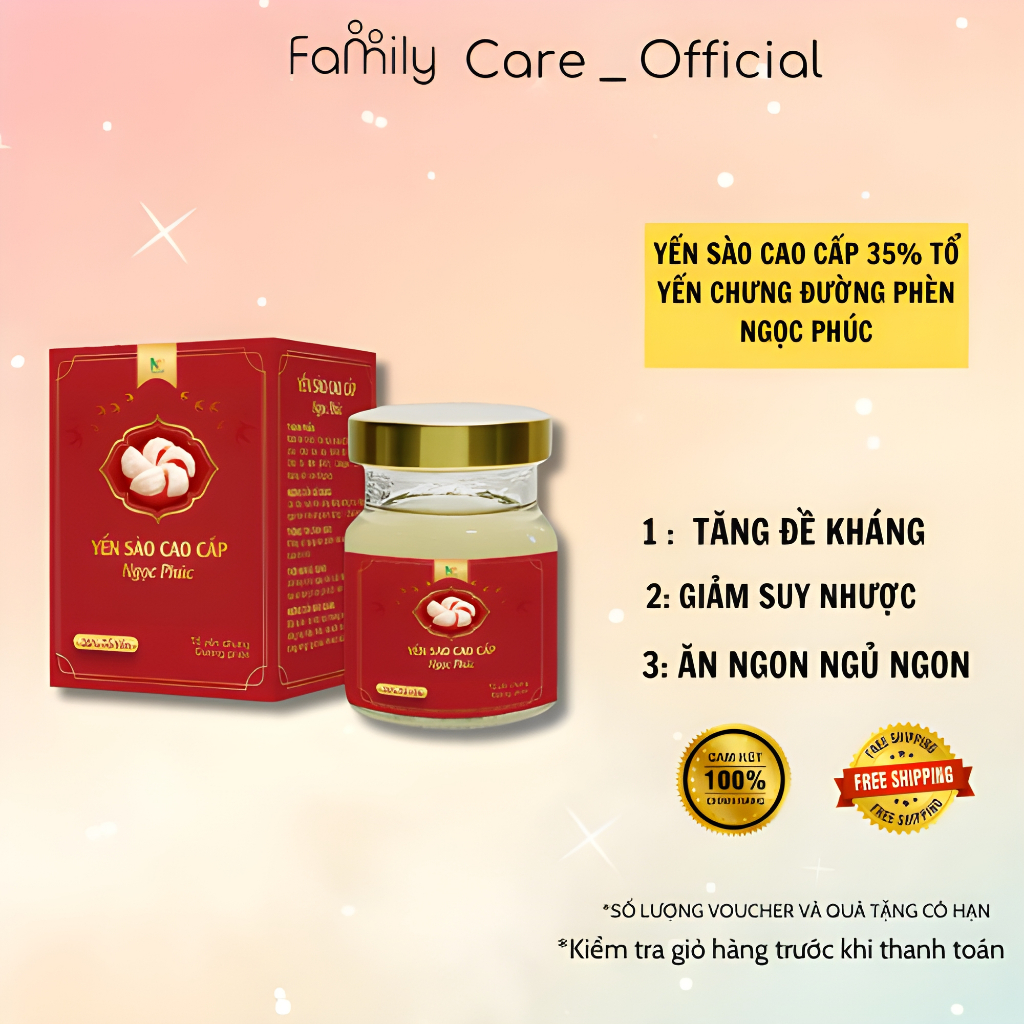 Yến Sào Cao Cấp Ngọc Phúc 35% Tổ Yến Chưng Hồng Sâm & Đông Trùng Hạ Thảo Tăng Cường Sức Đề Kháng Lọ 70ml