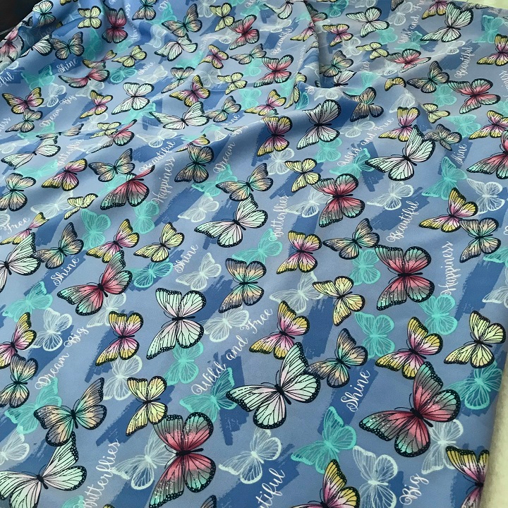 Vải Lụa Hình Bướm Khổ 1m5 - Chất Co Giãn Nhẹ, Mềm Rũ, Dày Vừa - May Độ Bộ, Đầm, Váy Áo Trẻ Em
