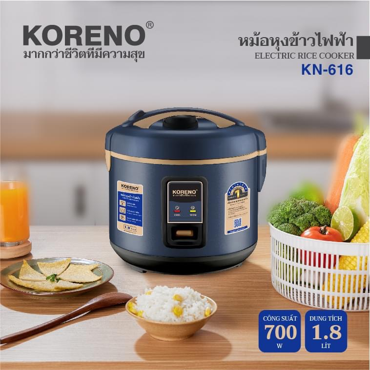Nồi cơm điện THÁI LAN KN 610 dung tích 1,8L , CHÍNH HẪNG BẢO HÀNH 12 THÁNG