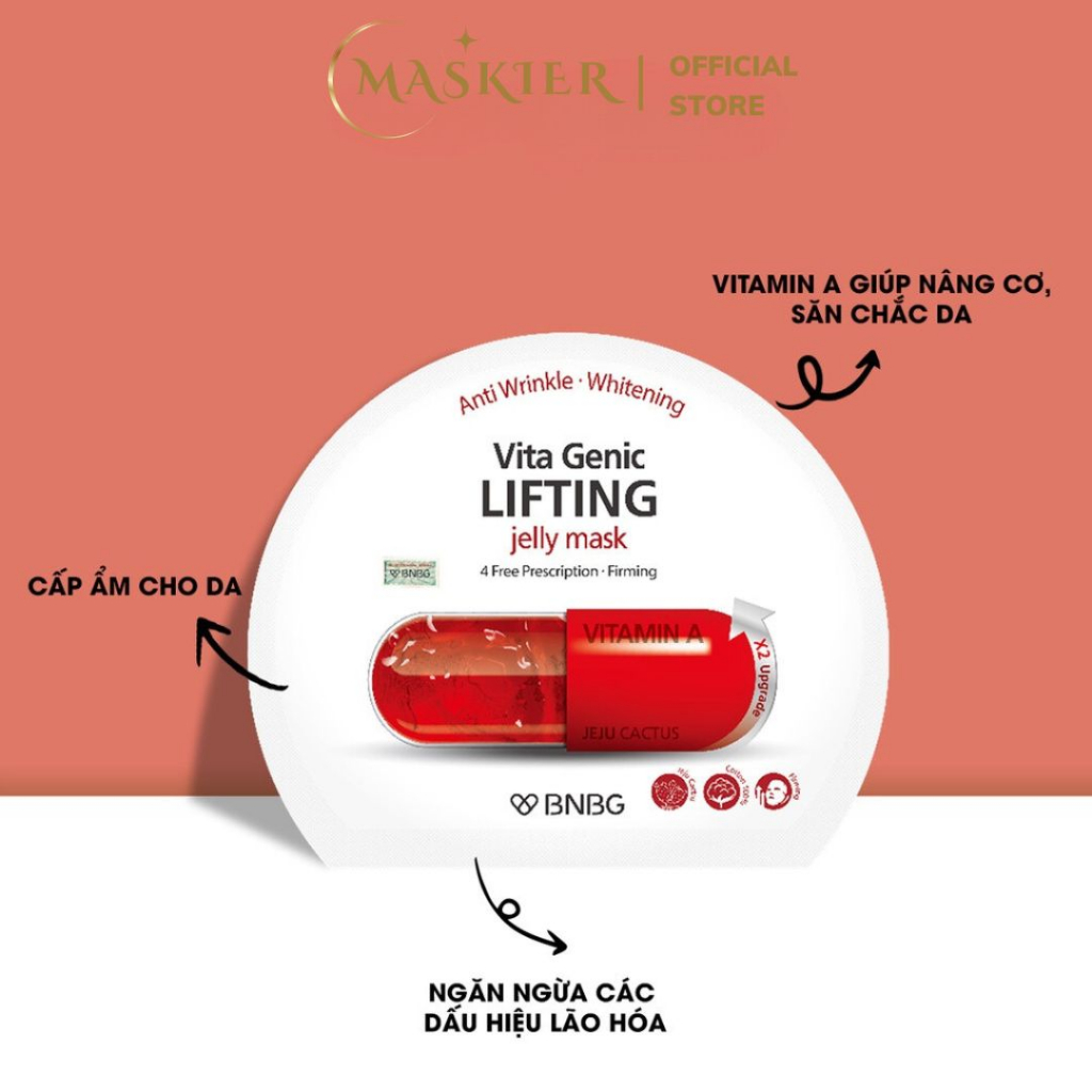 Mặt nạ BNBG Jelly vitamin A - da sáng hồng, nâng cơ, căng mịn da, chính hãng - Vita Genic Lifting x 1 miếng