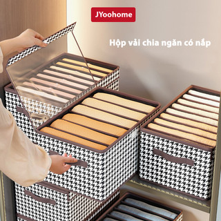 Hộp vải đựng quần áo chia ngăn JYoohome có nắp giỏ đựng quần jean áo sơ mi chia ngăn thông minh sắp xếp gọn gàng