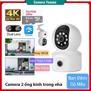 Camera Yoosee Trong Nhà 2 Mắt Xem 2 Màn Hình Hoặc Camera 3 Râu 1 Mắt xoay 360đ